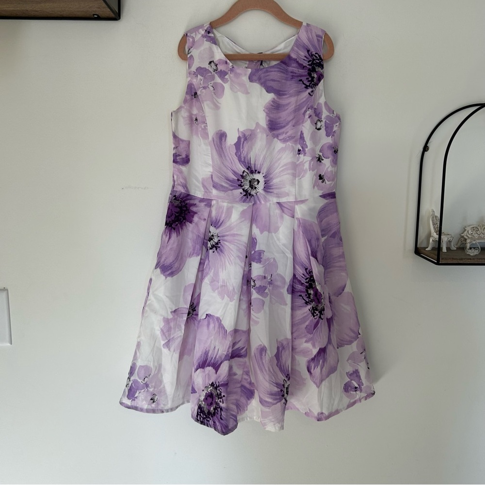 NEW Children’s‎ Place Purple & White Floral Print Pleated Skirt Dress Size 12